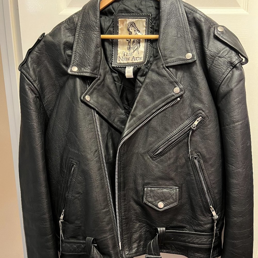 Vintage Black Leather Motorcycle Jacket, The New Era